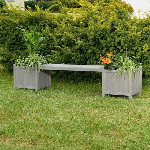 Holzbank blumenkästen - 2,