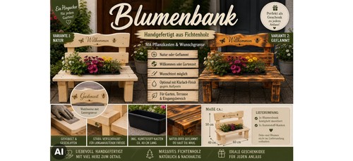 Blumenbank holz mit - blumenbank,